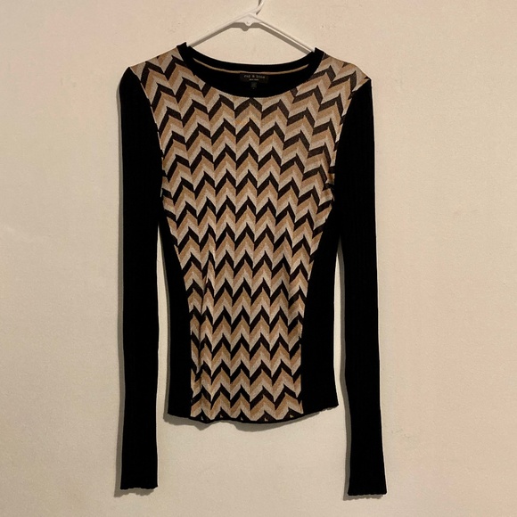Rag and Bone Elaine Chevron Pattern Pullover Top - Picture 2 of 6